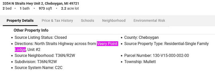 Veery Point Lodge (Veery Point Motel, Veery Point Hotel, Veery Point Resort) - Real Estate Listing For House Across Street